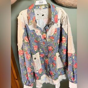 POL Floral Patchwork Button-Up Shirt NWOT